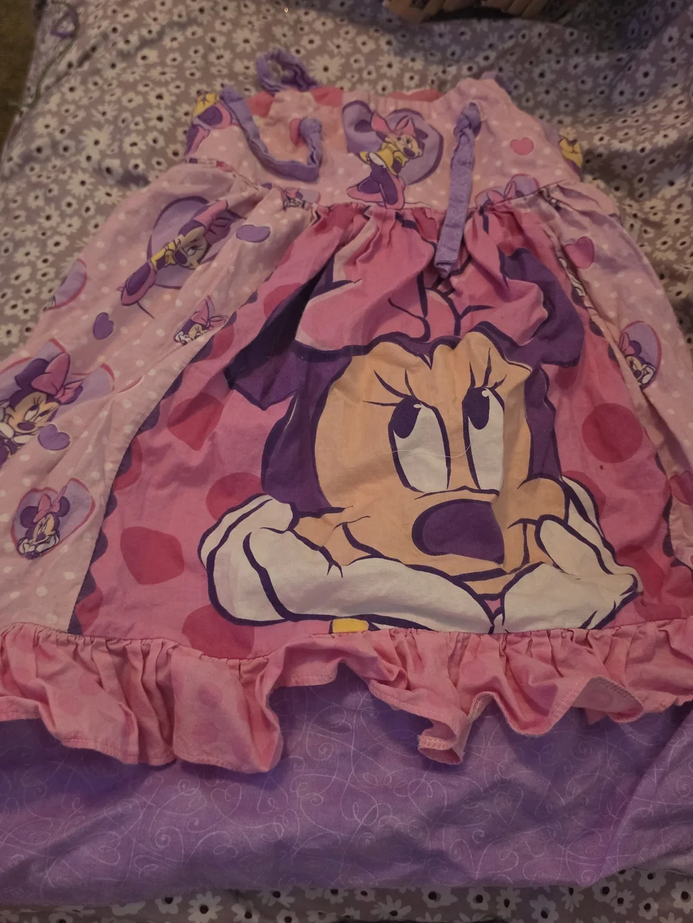 Disney Girls Pink Purple Minnie Mouse Sleeveless Dress